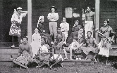 Robert Louis Stevenson con la sua famiglia a Vailima, Samoa, 1892 da John Davis